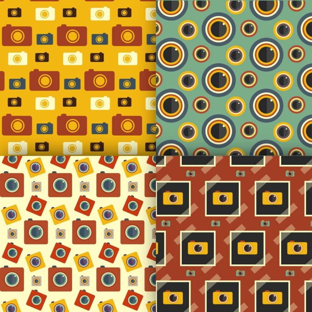 Photography seamless patterns set