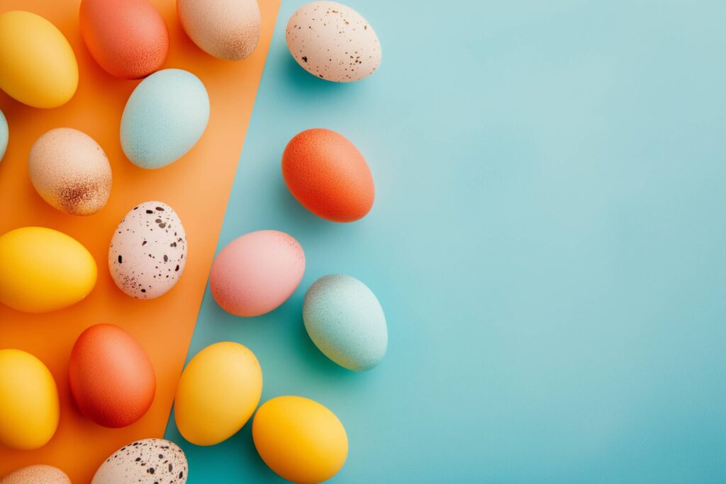 Easter Eggs Pastel Flat Lay Stock Free