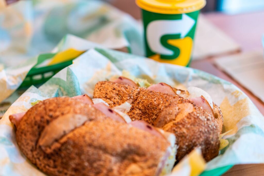 Eating in Subway Restaurant Free Photo