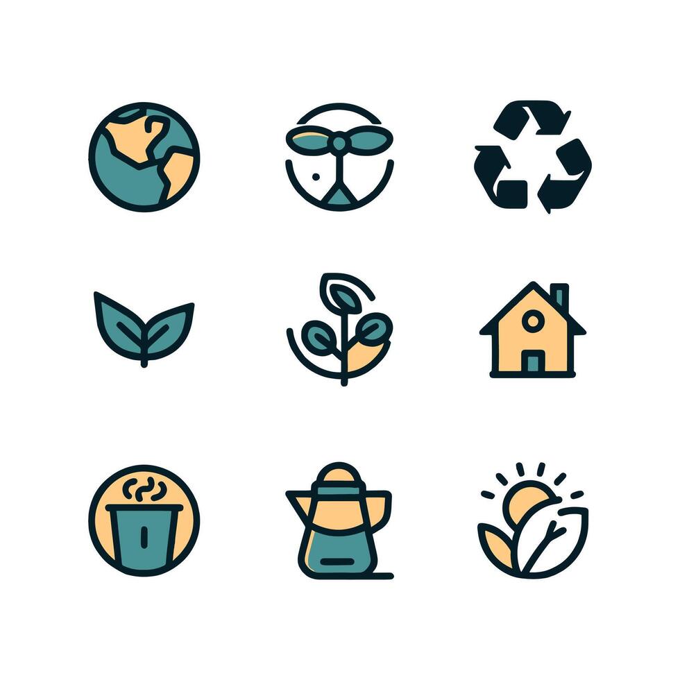 Eco Friendly Icon Set Stock Free