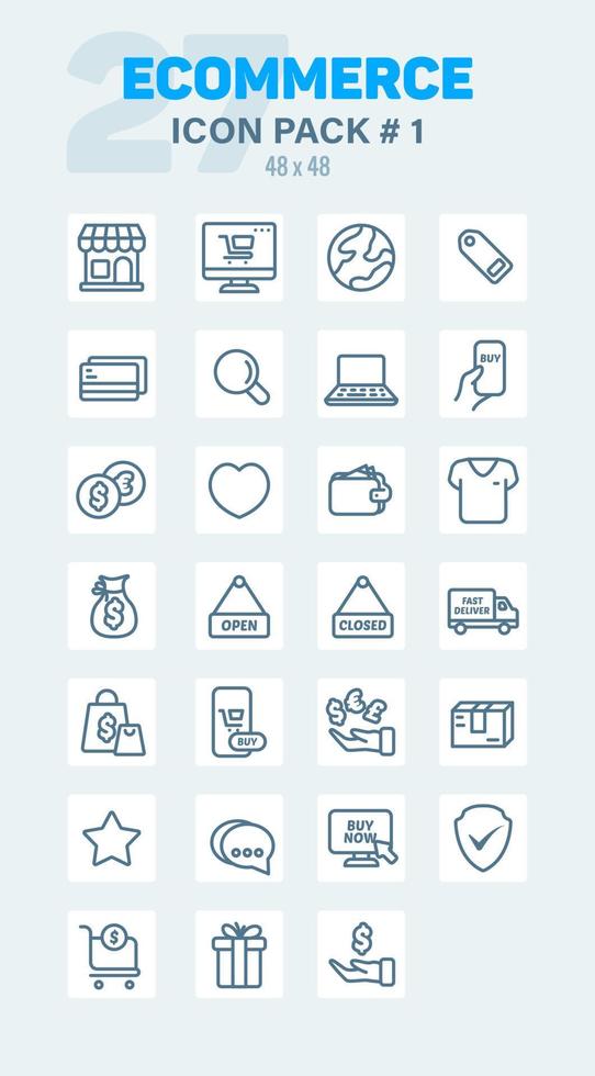 Ecommerce Outline Icon Pack 1, Lineal Ecommerce Vector Icons Set Stock Free