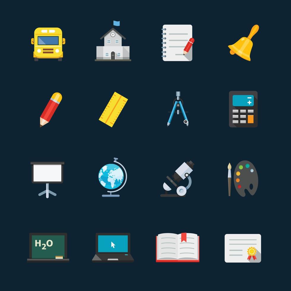 Education and learn Icons with Black Background Stock Free