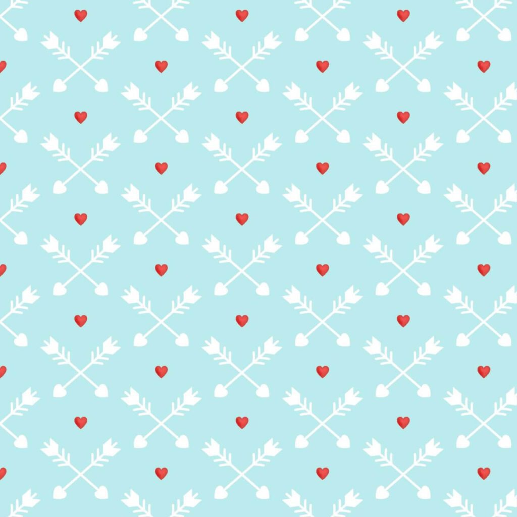 Love pattern with red hearts and arrows