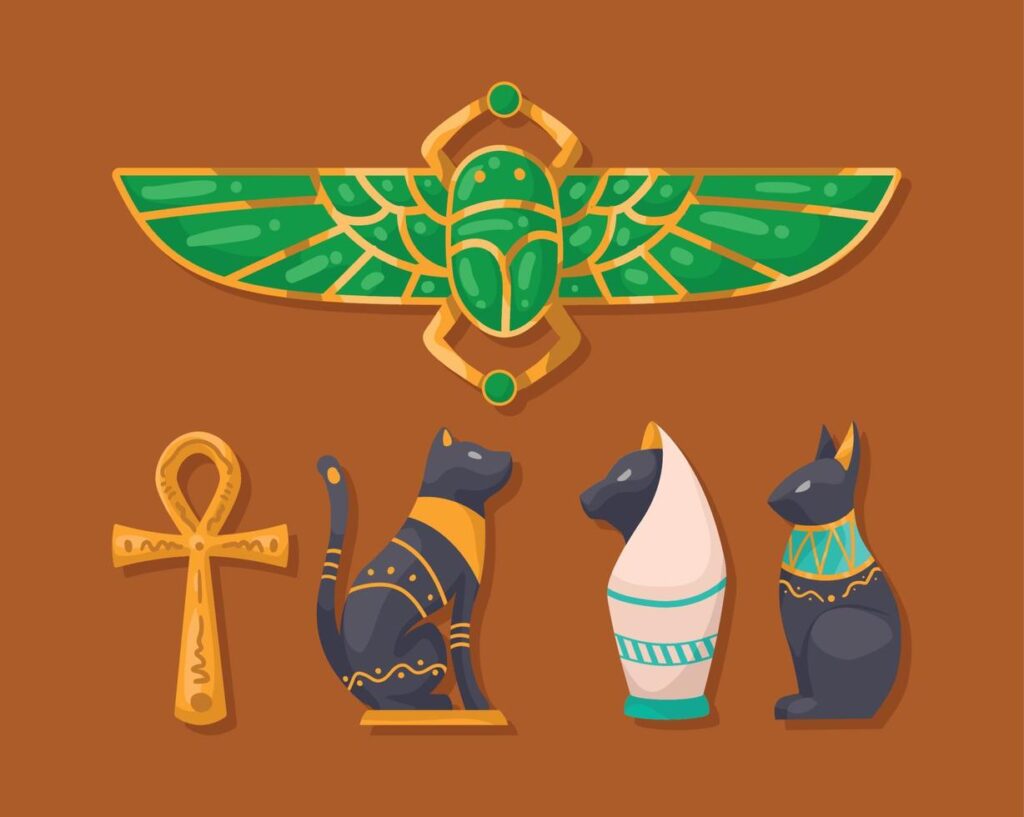 egyptian culture five icons Stock Free