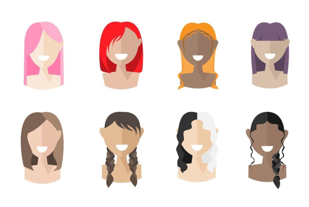 Eight Woman Interracial Haircut Icons Stock Free