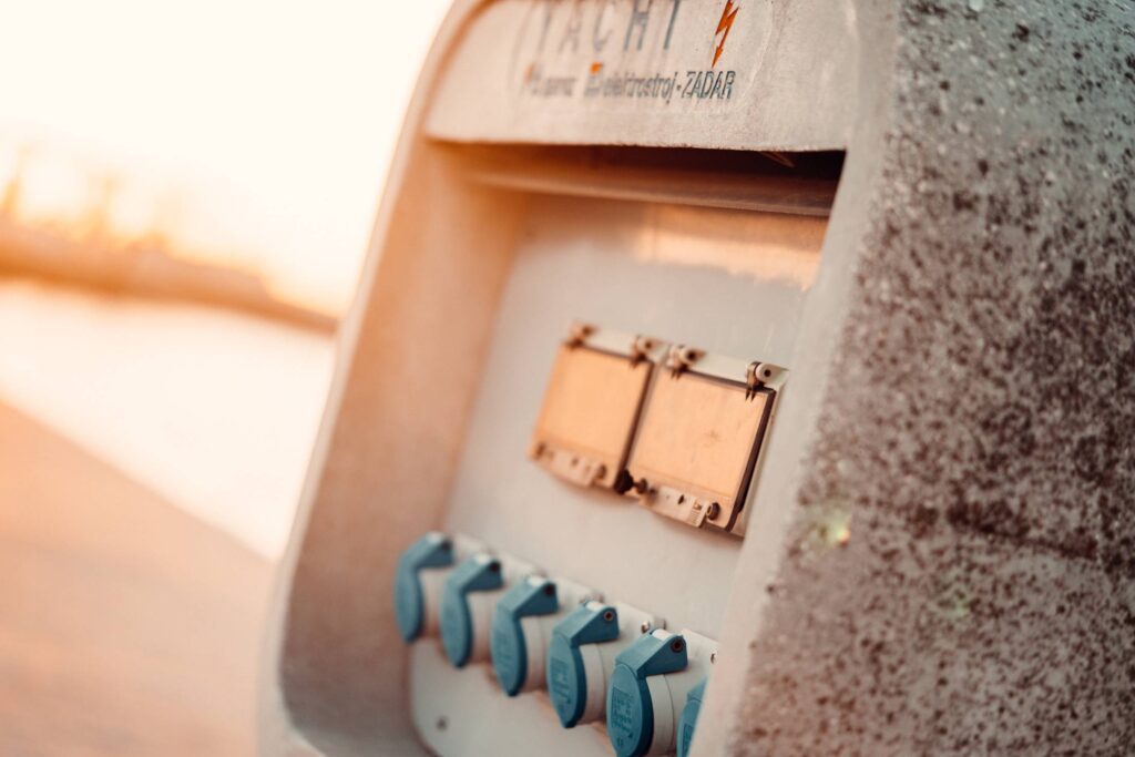 Electrical Connections for Boats in Marina Free Photo