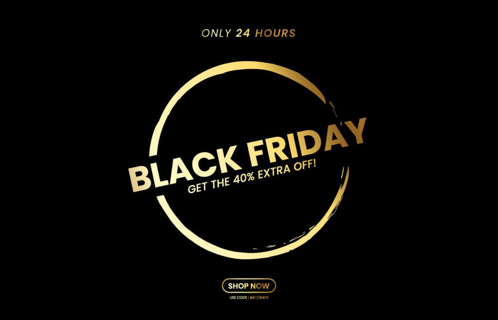 Elegant black friday sale modern background with golden brush frame stroke Free Vector and Free SVG