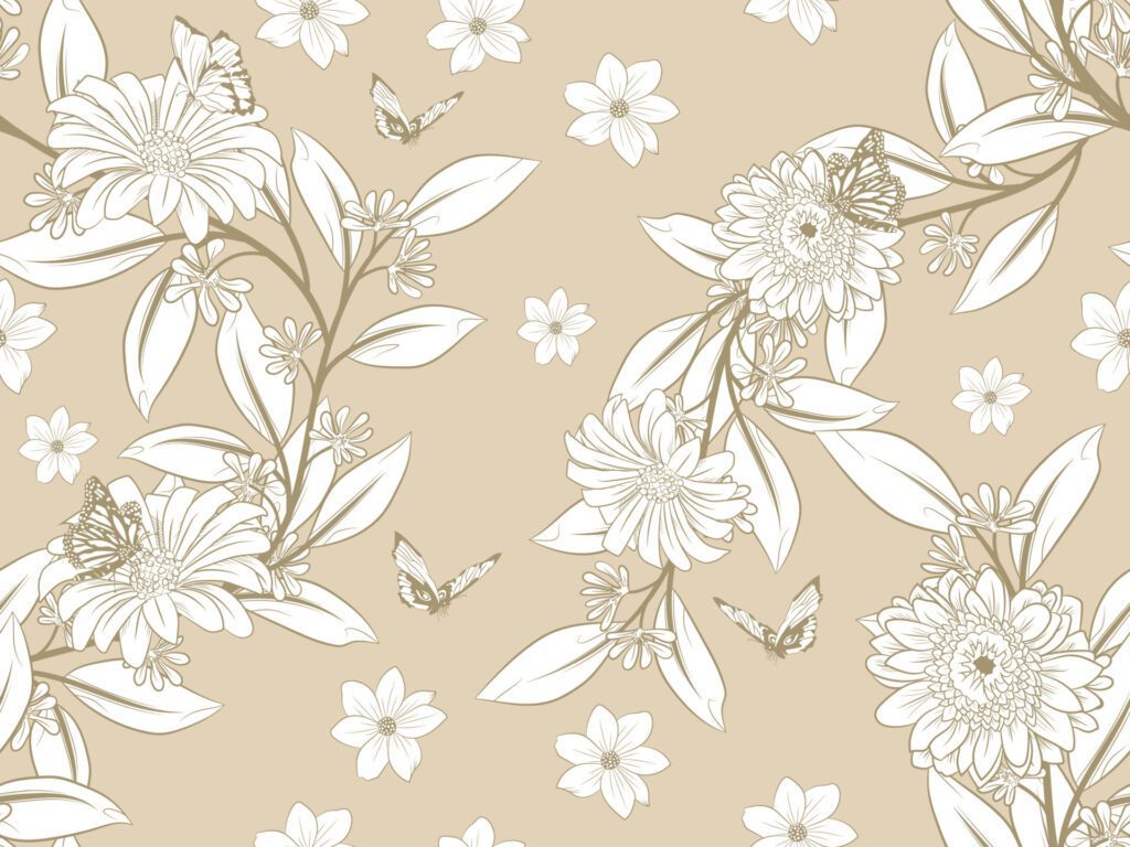 Elegant floral line art seamless pattern Free Vector