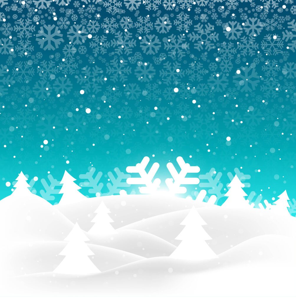 Elegant merry christmas tree with snowflake background Free Vector