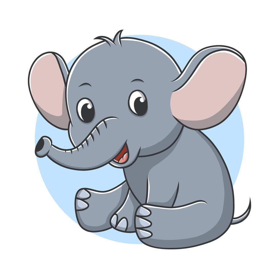 Elephant Icon Cartoon Illustration. Little Mammal Safari Mascot Vector Illustration Stock Free