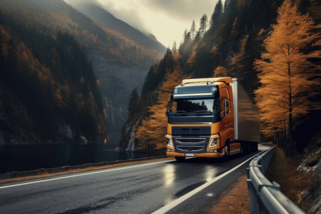 European Truck on The Road Stock Free