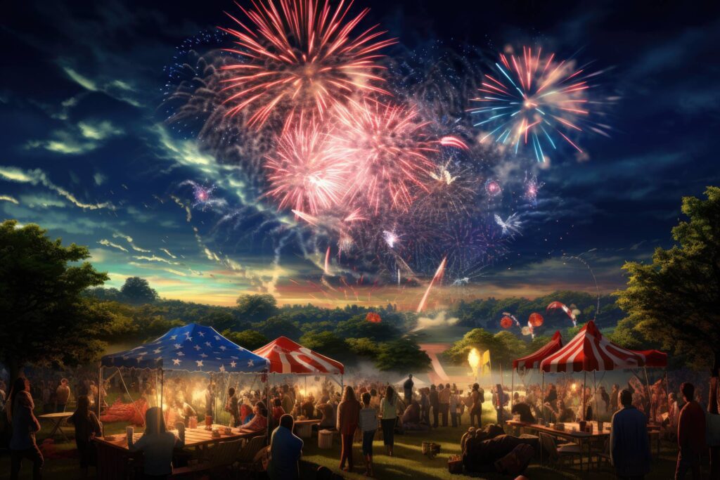 Evening 4th of July Celebration in Park Stock Free