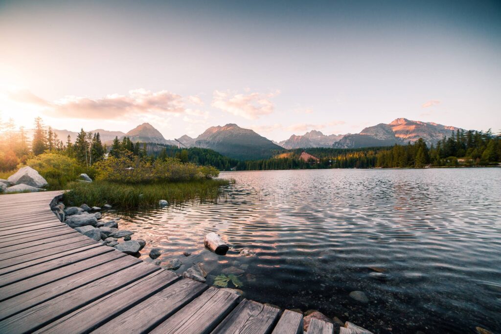 Evening Lake Side in High Tatras Mountains Free Photo