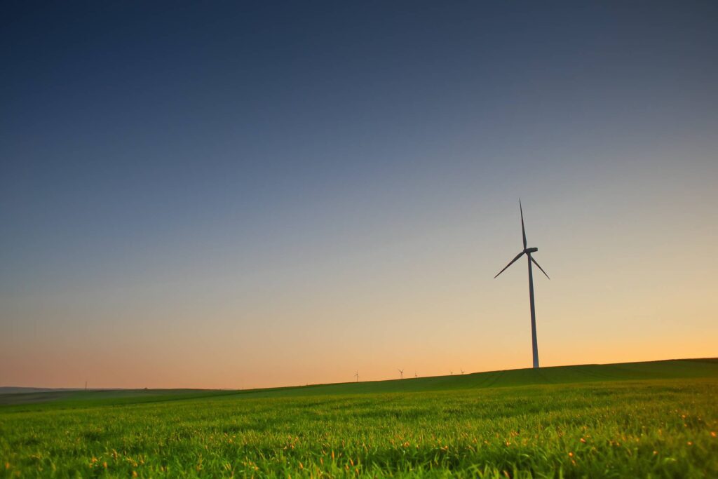 Evening Scenery with a Windmill Free Photo