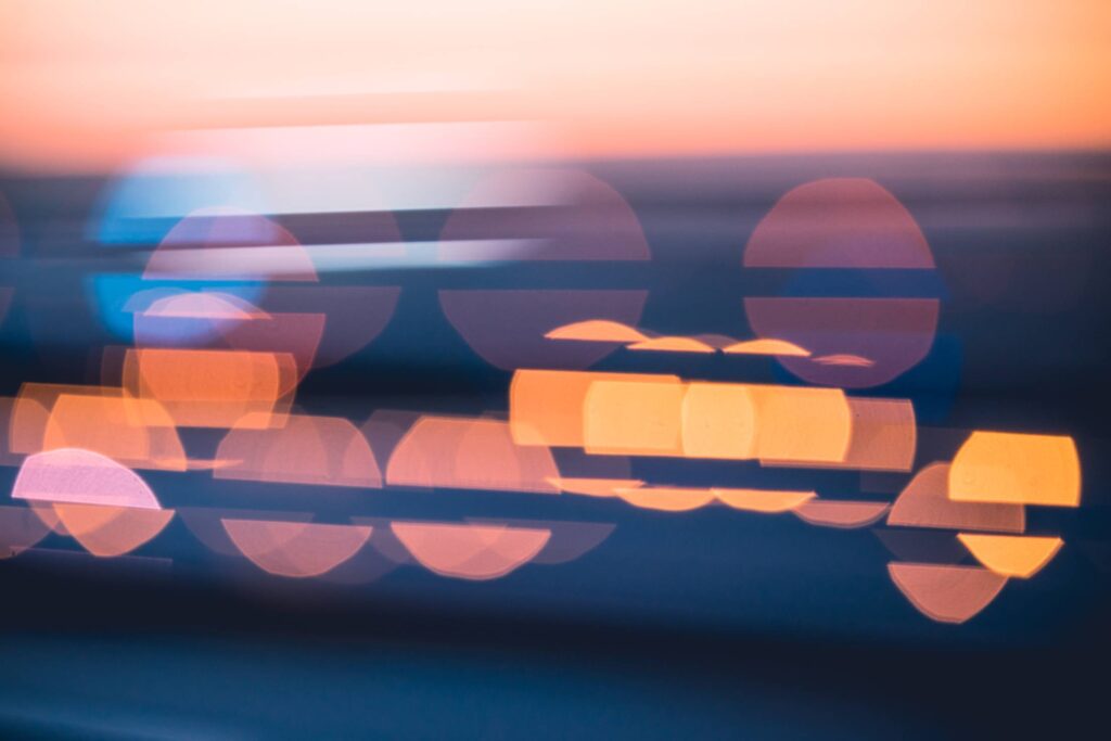 Evening Sunset Abstract Blue City Lights Bokeh Free Photo