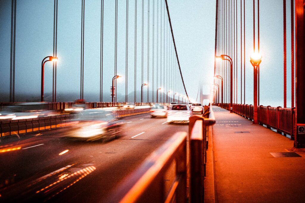 Evening Traffic on the Golden Gate Bridge Free Photo