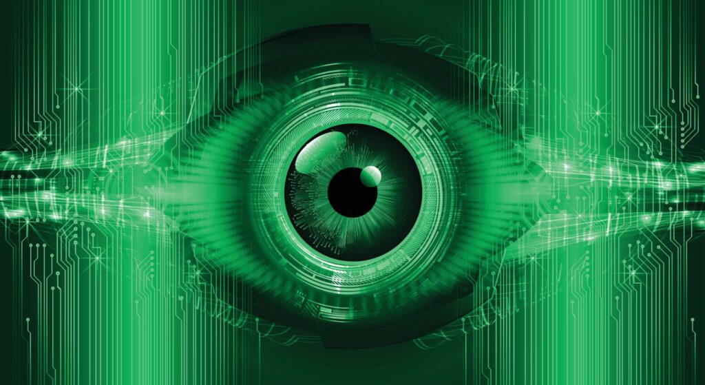 eye cyber circuit future technology concept background Free Vector