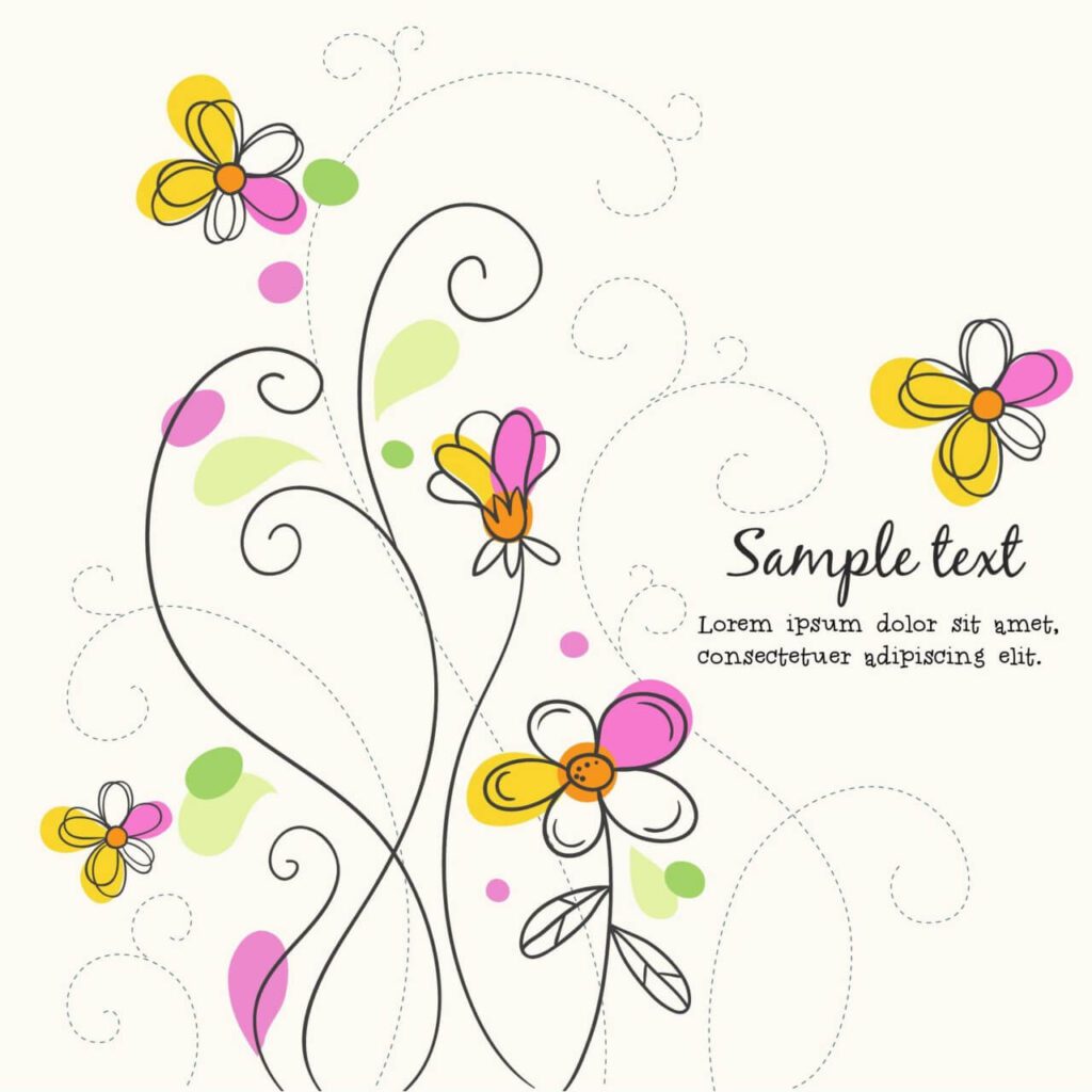 Vector illustration with doodle flowers