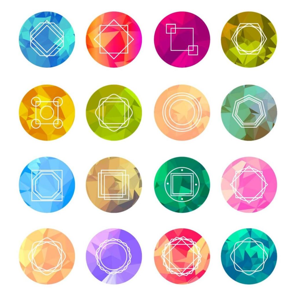 Abstract Geometric Labels Set With Logo Icons