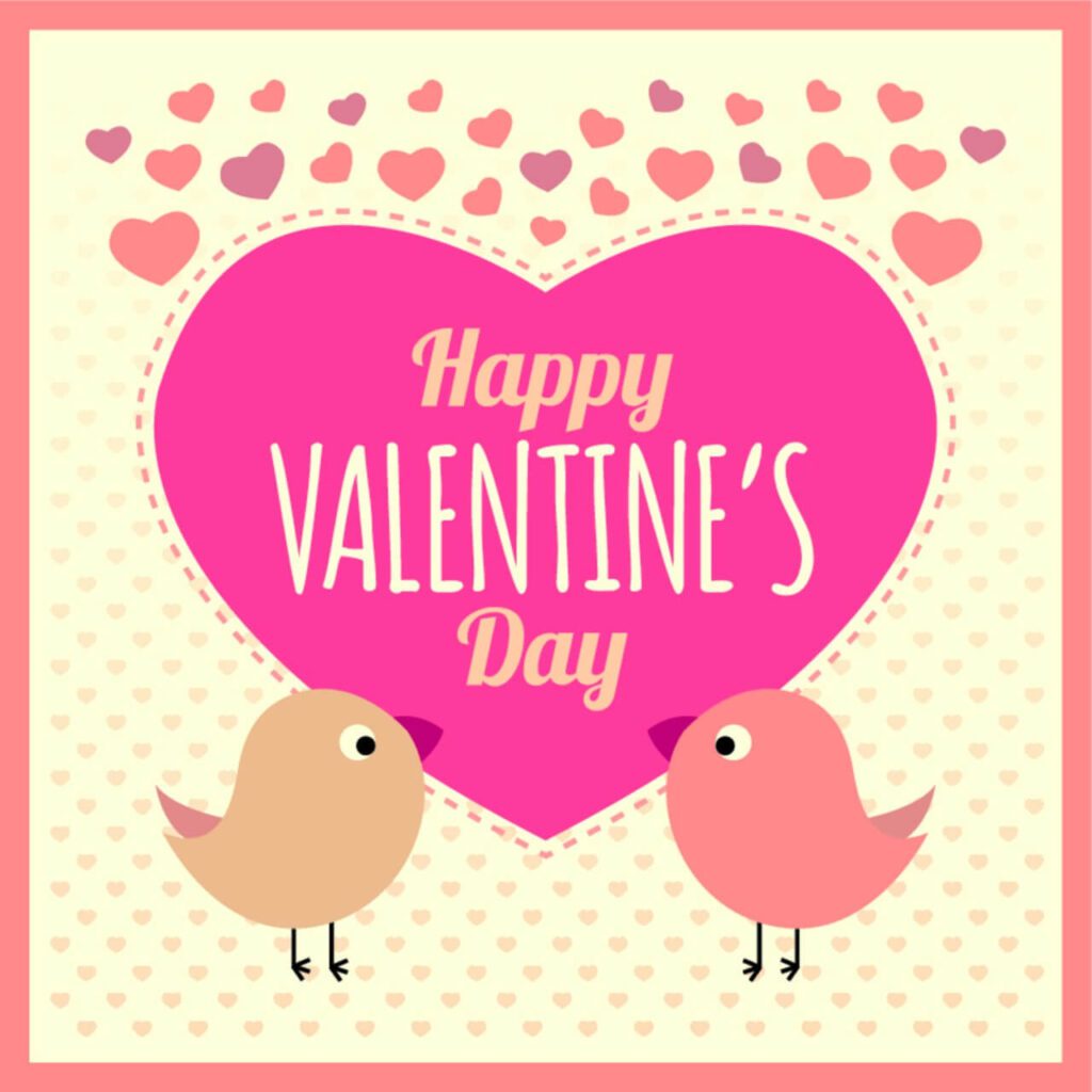 Valentines Card Background with Birds and Text