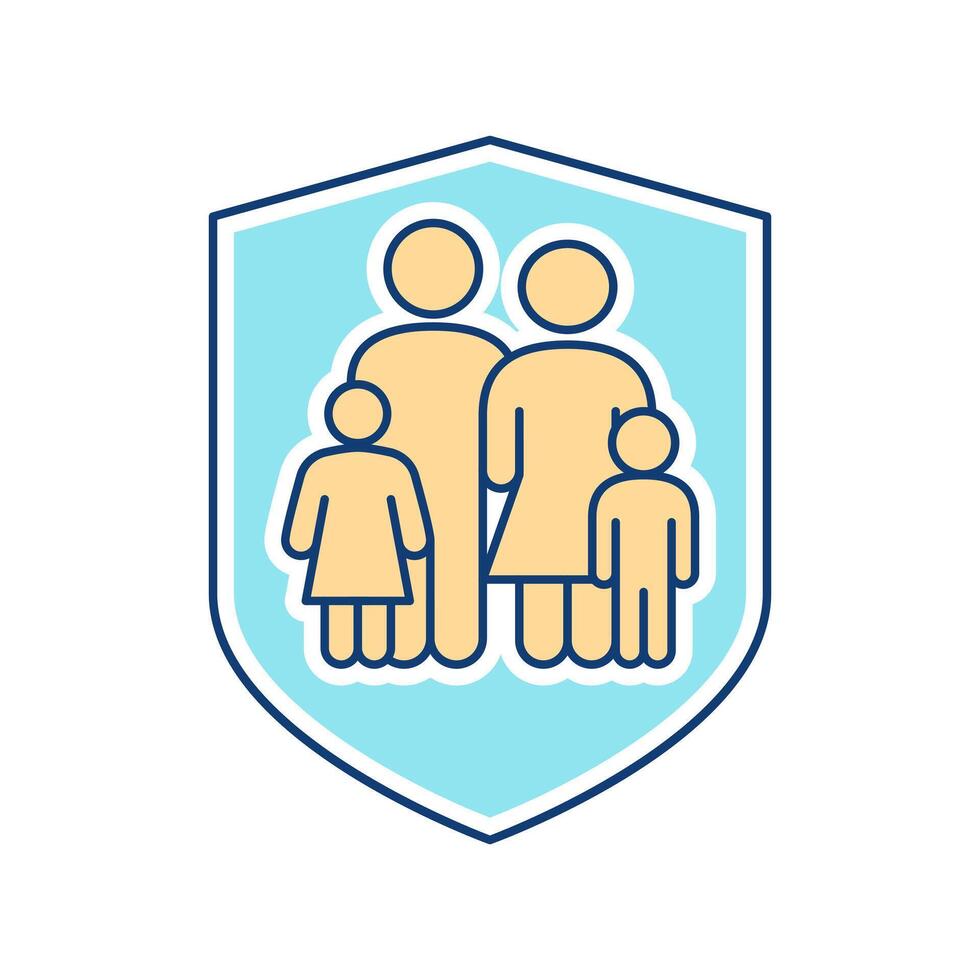 Family Shield Protected Welfare Icon Stock Free