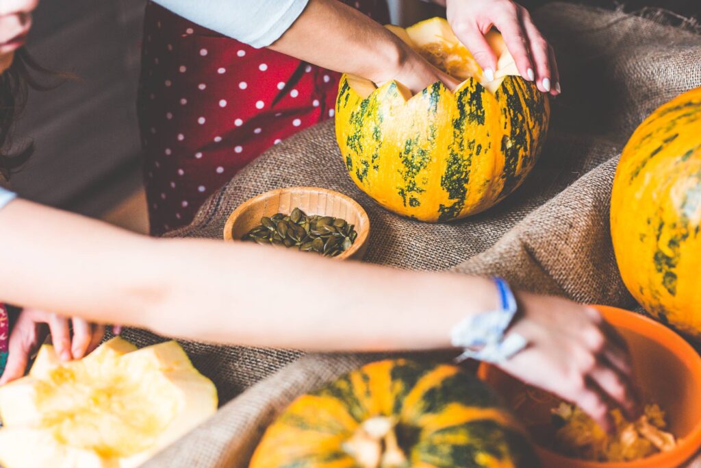 Family Time: Preparing and Carving Halloween Pumpkins Free Photo