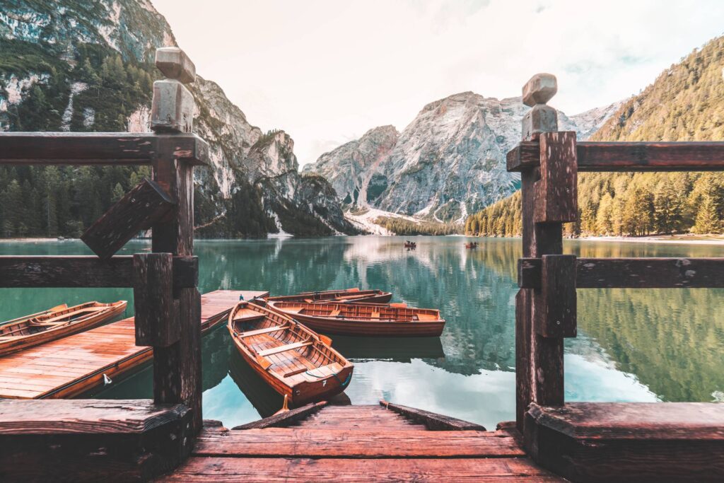 Famous Lago di Braies (Pragser Wildsee) in Italy Free Photo