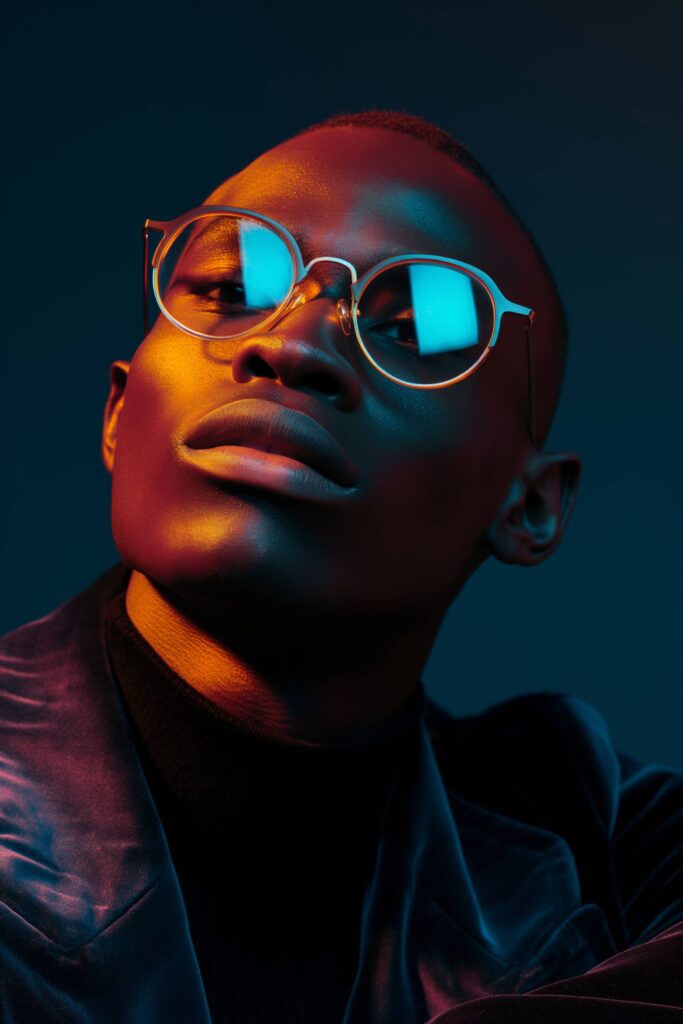 Fashion Portrait of an Elegant Black Man with Fashion Glasses Stock Free