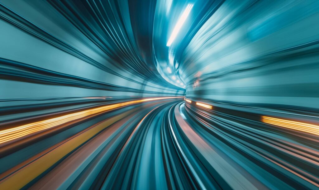 Fast Movement Photography in a Subway Tunnel Stock Free