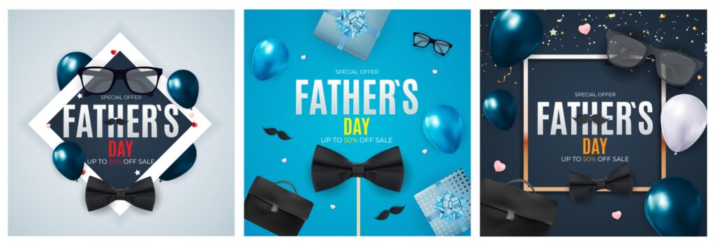 Father’s Day Sale Background. Poster, flyer or greeting card. Free Vector