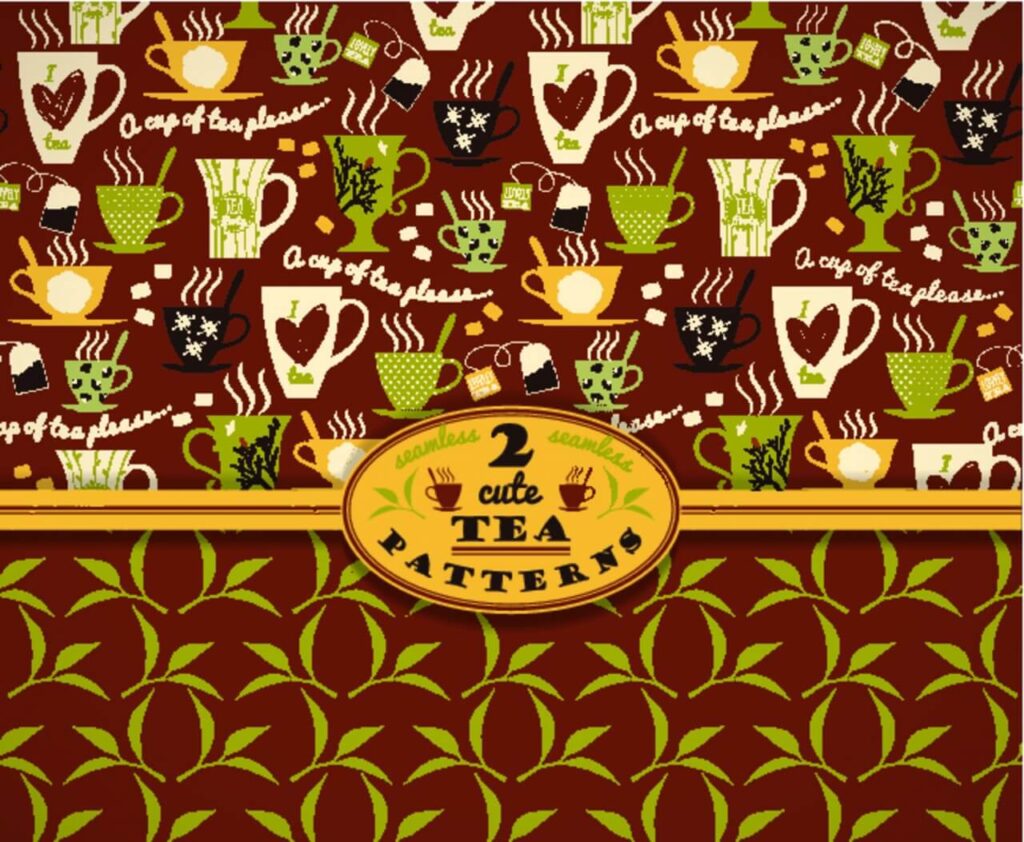 Tea background. Vector seamless pattern.