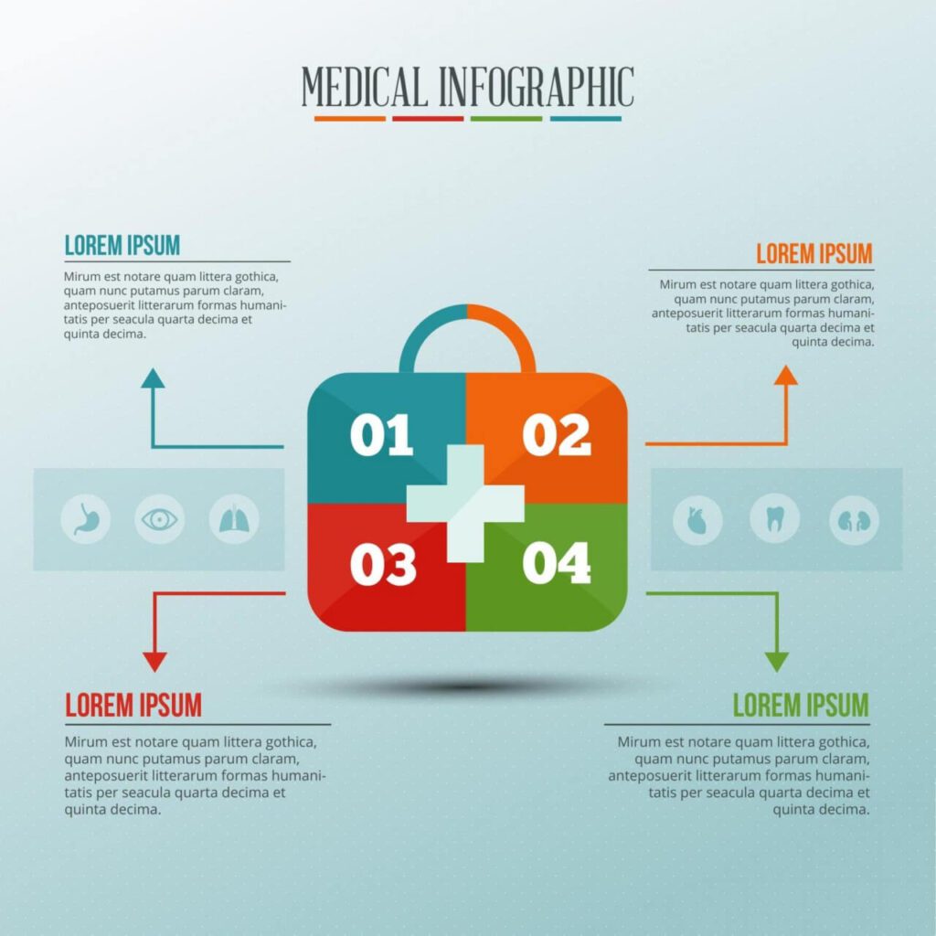 Infographic template with medical kit puzzle