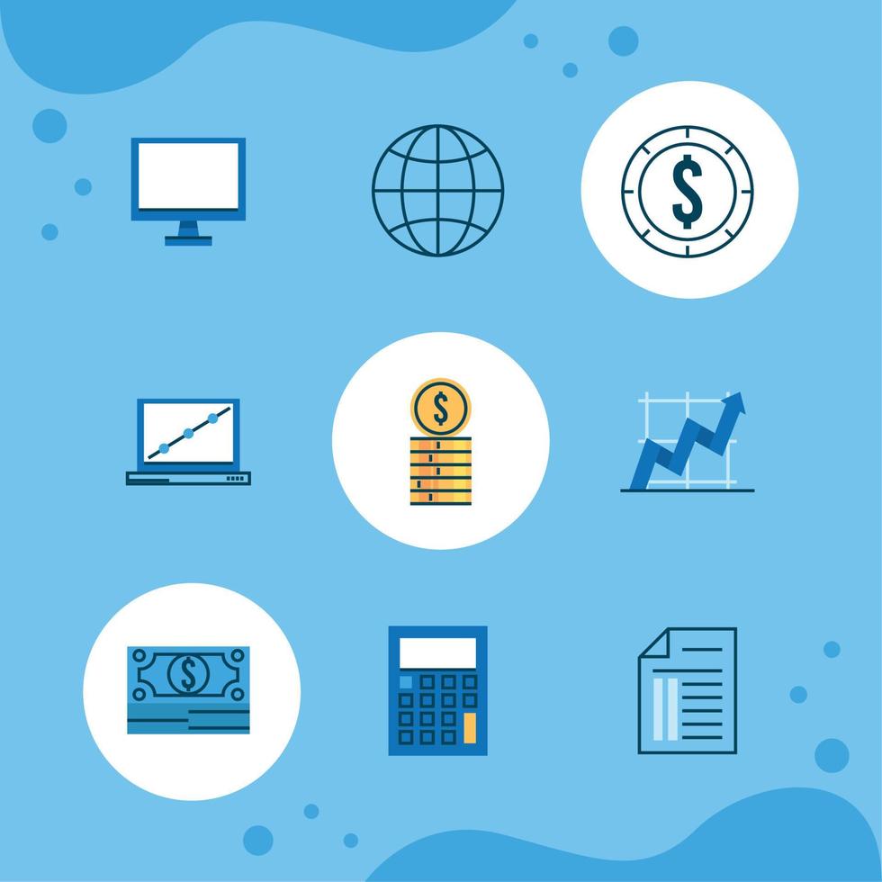 financial economy nine icons Stock Free