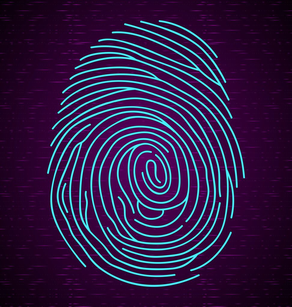 Fingerprint on abstract background Free Vector