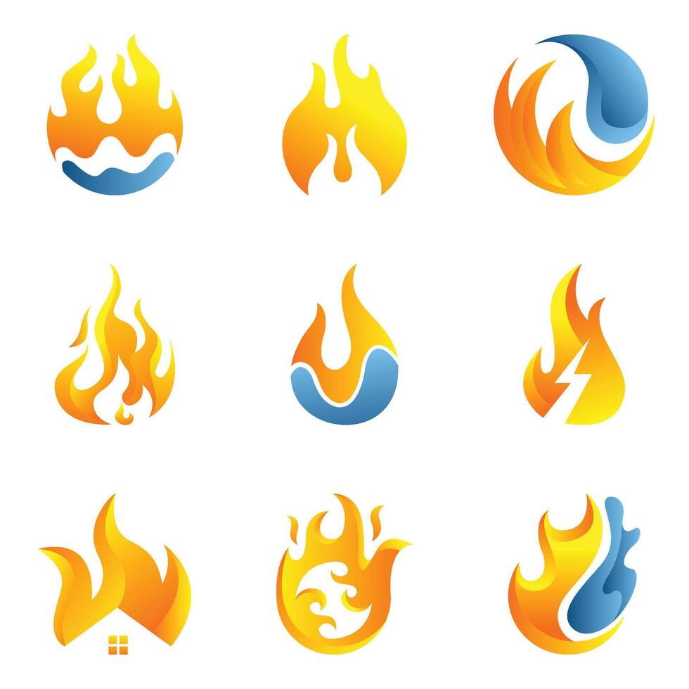 Fire flames, bright fireball, cartoon campfire heat isolated icon. Vector wildfire and red hot bonfire. Sparkling ignite, furious flammable fiery combustion Stock Free