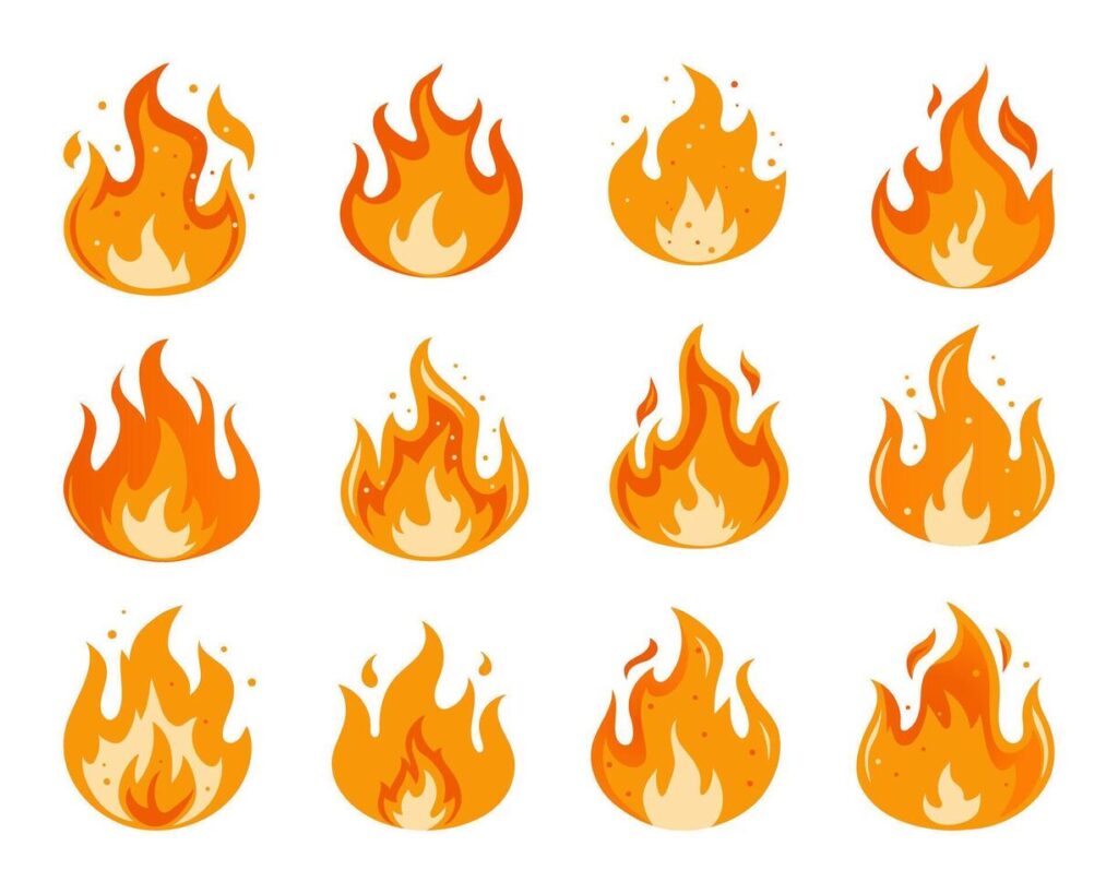 Fire sign set. Fire flame icon collection isolated on white background. Stock Free