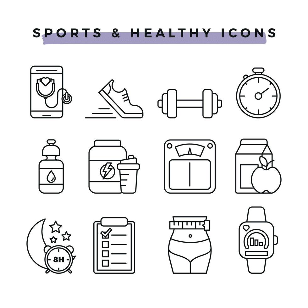 Fitness icons set outline style Stock Free