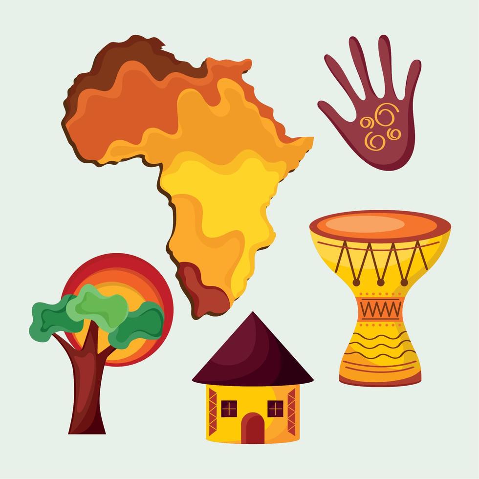 five african culture icons Stock Free