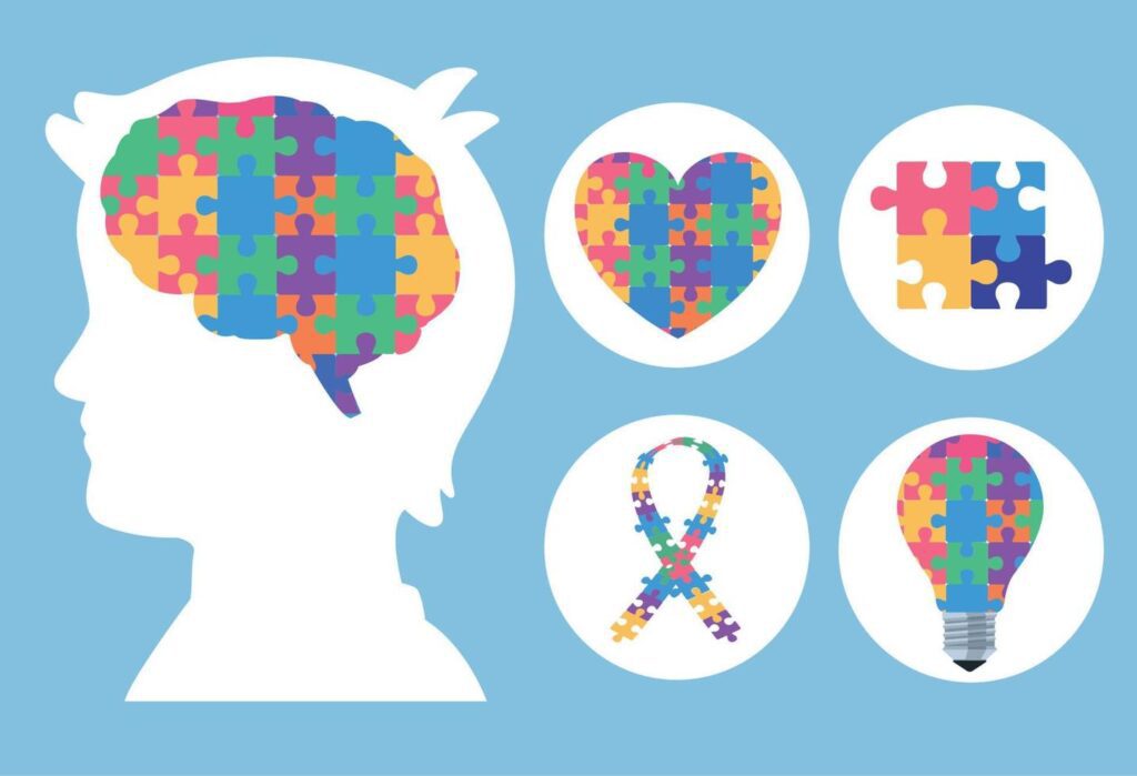 five autism day icons Stock Free