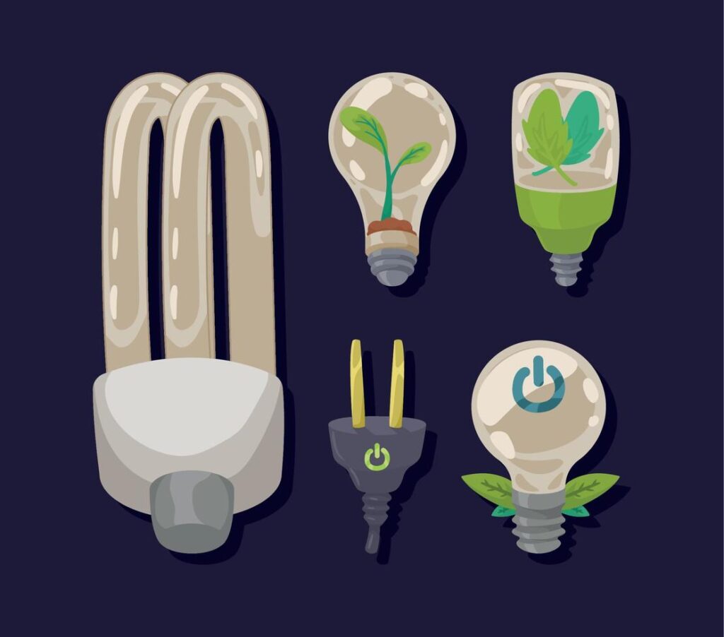 five clean energy icons Stock Free