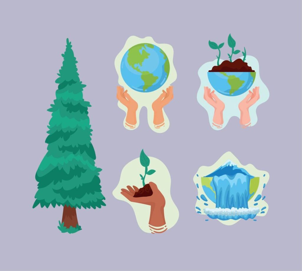 five earth planet icons Stock Free