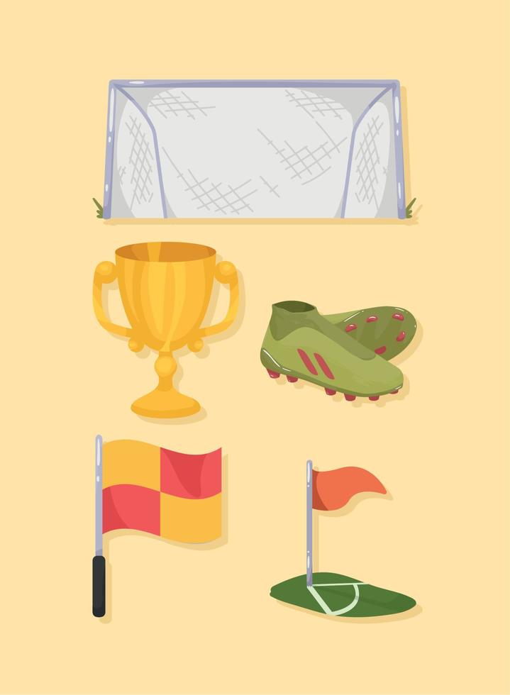 five soccer sport icons Stock Free