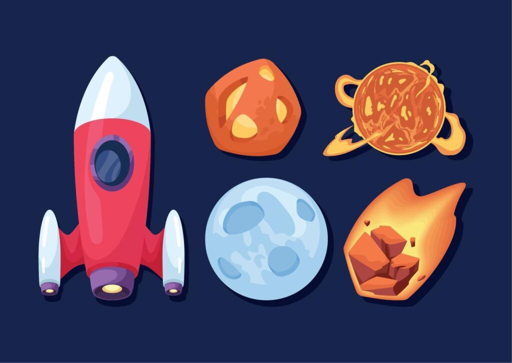 five space outer icons Stock Free