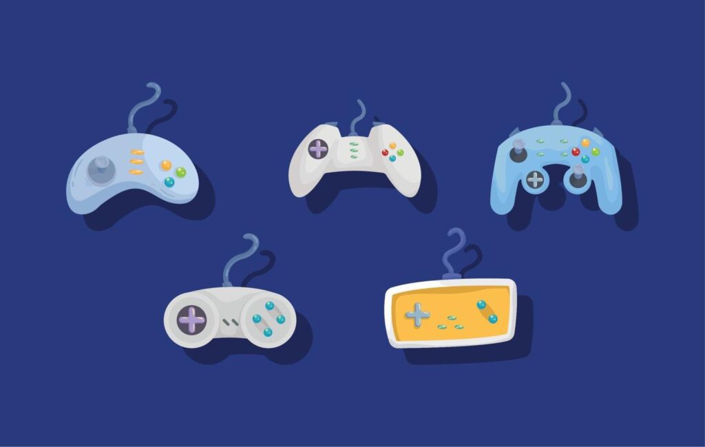 five video game icons Stock Free