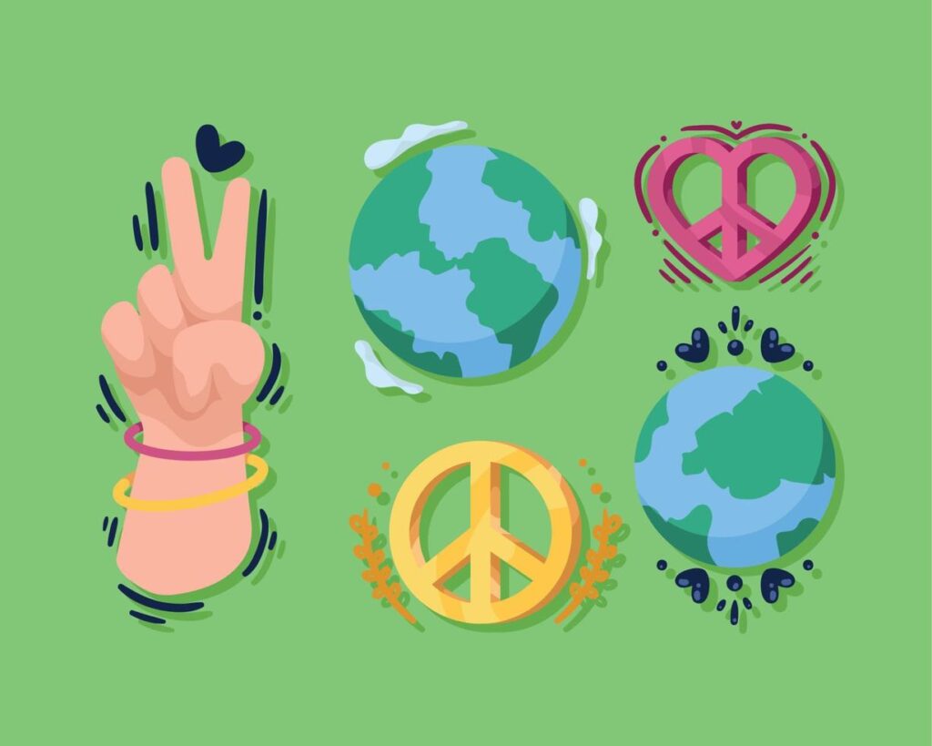 five world peace icons Stock Free