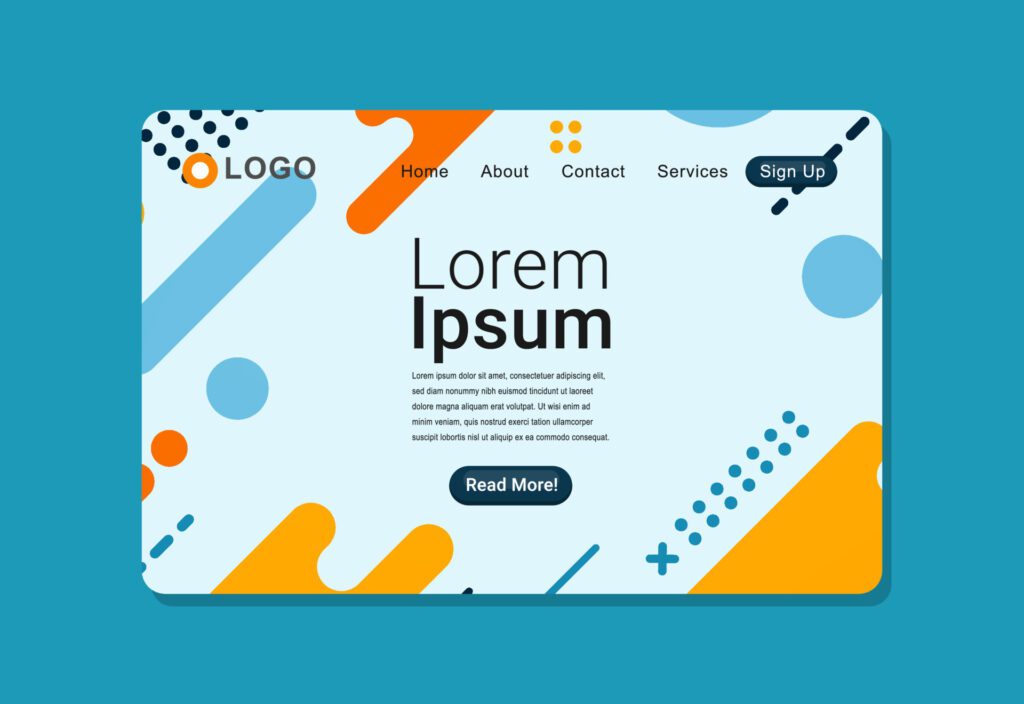 Flat Geometric Background Landing Page Design Template Free Vector