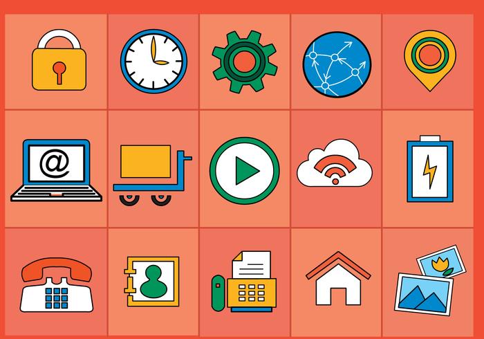 Flat Various Icons Vectors Stock Free