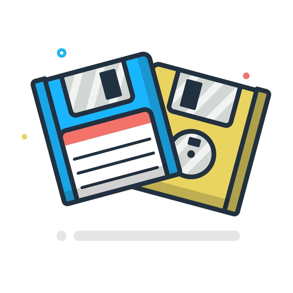 Floopy data disk retro vintage 80s 90s diskette cartoon concept isolated vector icon illustration flat style Stock Free