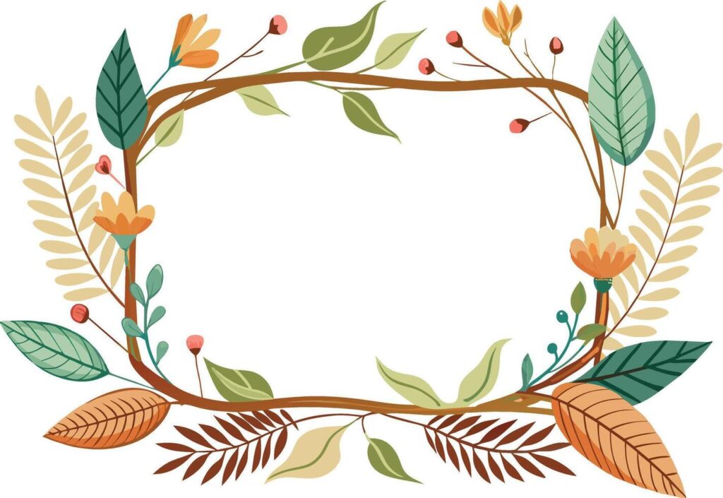 floral frame with branches and leafs icon vector illustration Stock Free