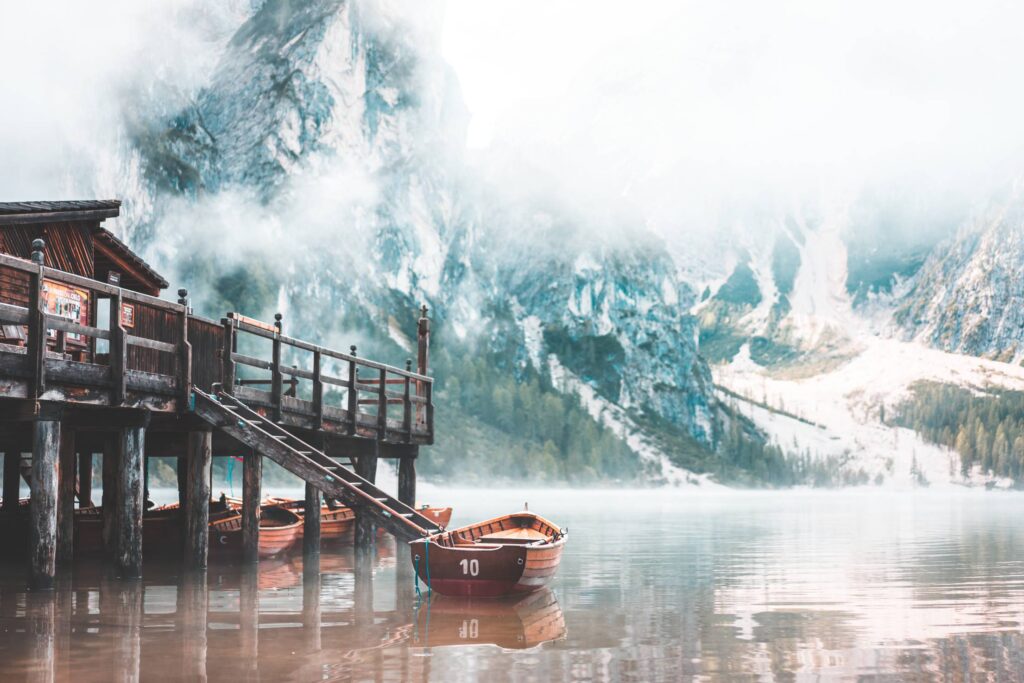 Foggy Lago di Braies in the Morning Free Photo